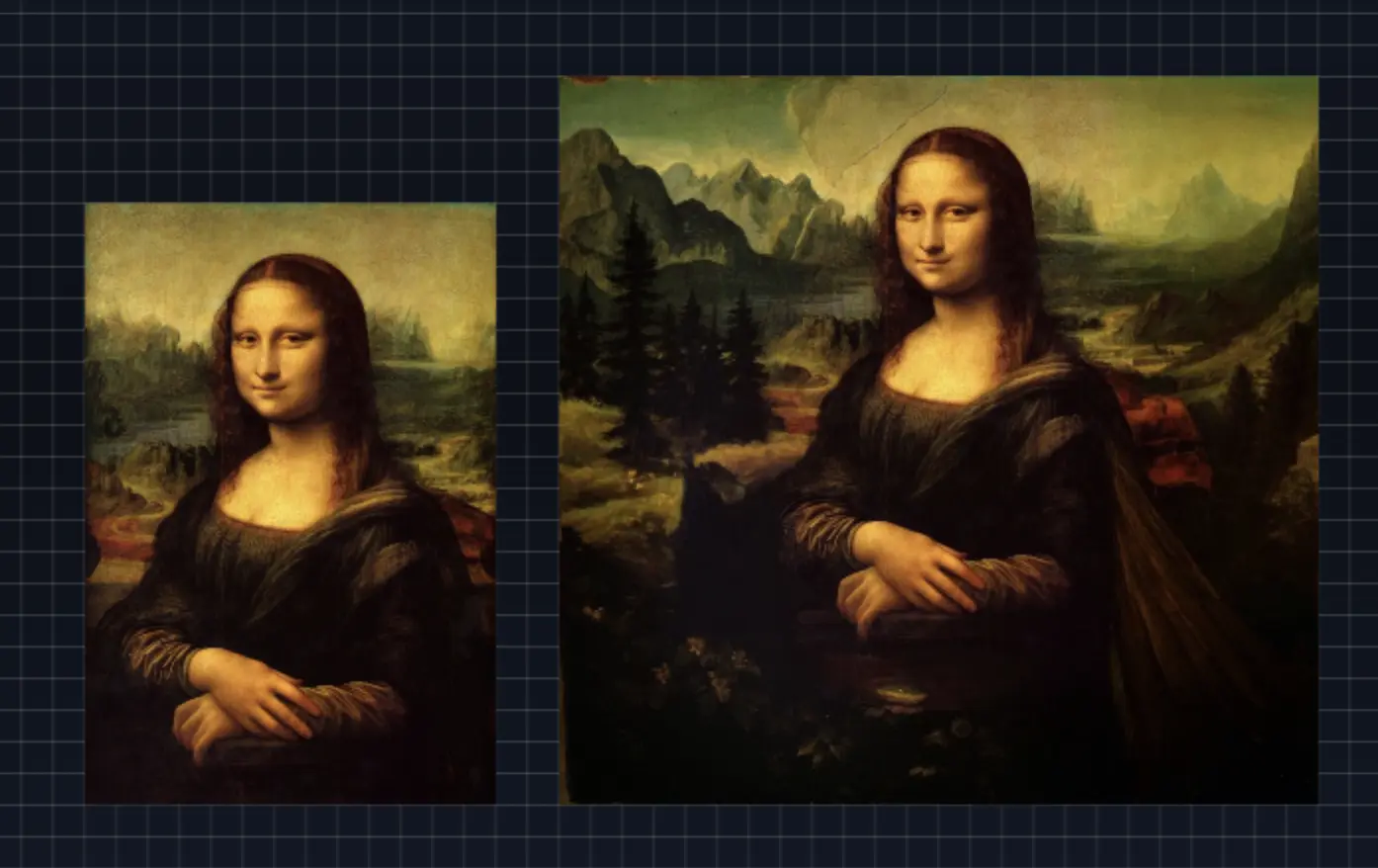 AI Outpainting and Infinite Canvas Example - High Resolution Image Expansion