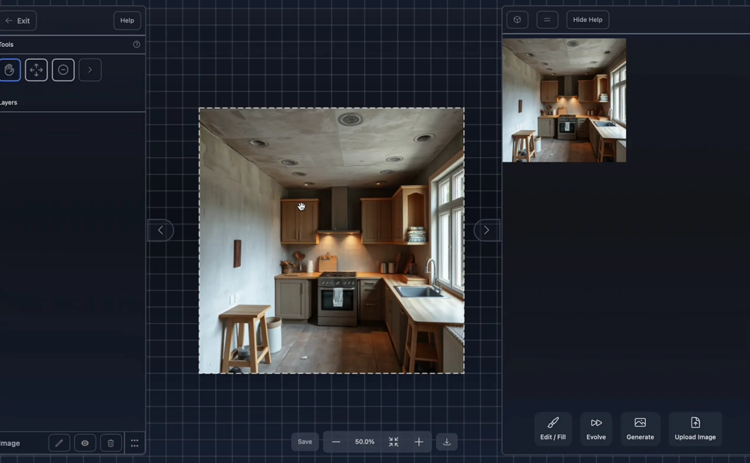 Uploading kitchen image to Visual AI canvas